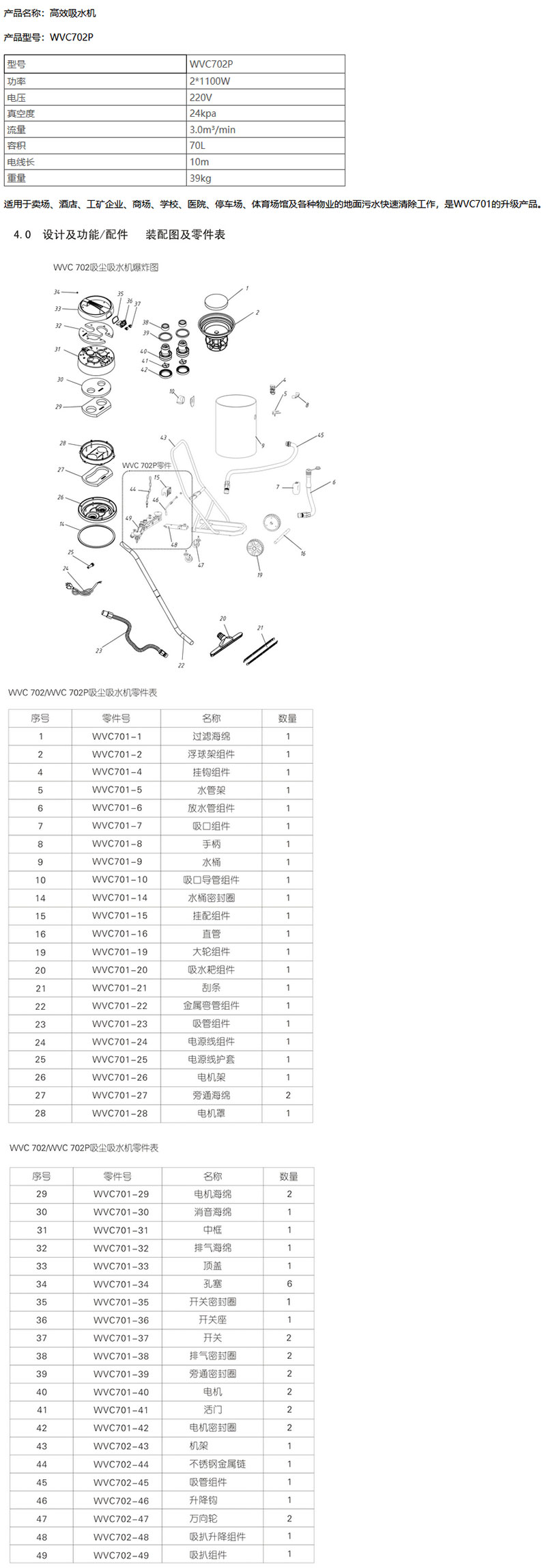 WVC702P 高效吸水机