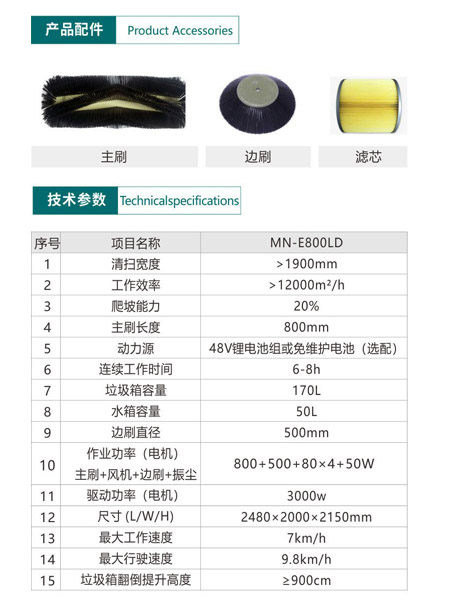 新型全封闭自卸式扫地机MN-E800LD